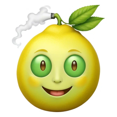 Happy faced Lemon smoking marijuana sticker