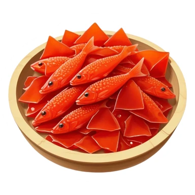 Dried fish roe with sliced pieces with red wax cover sticker