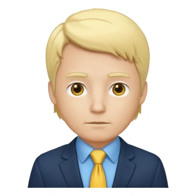 consulting man with hand with white skin and blonde hair with blue shirt and yellow tie and black blazer sticker