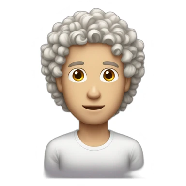 white guy with curly hair only on top sticker