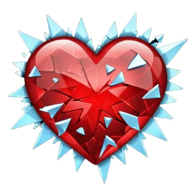 heart with a dark star and broken glass sticker