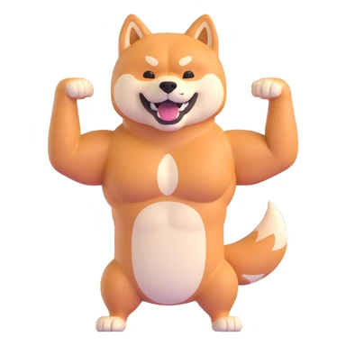shiba inu showing muscles sticker
