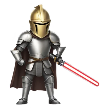 happy knight with a lightsaber saying pog sticker