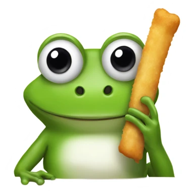 Silly looking frog eating a mozzarella stick sticker