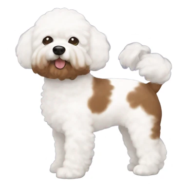2 bichon frises and 1 brown cavapoochon with white patch on its chest sticker