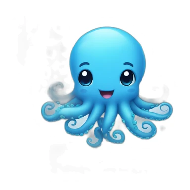 cute blue kraken with adorable face with many hearts around sticker