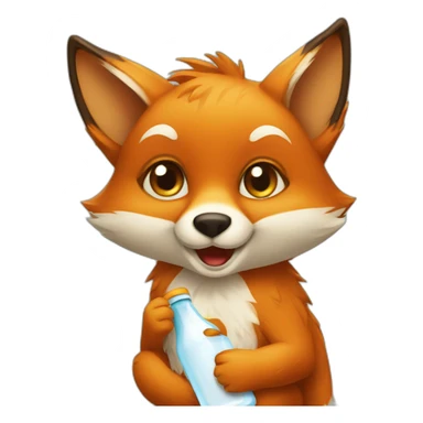 Fox with a baby bottle sticker