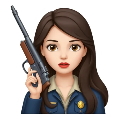 A pretty badass brunette with long hair girl who is about to kill herself witha gun pointed at her temple sticker