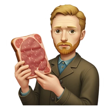 portrait of van gogh with spam meat sticker
