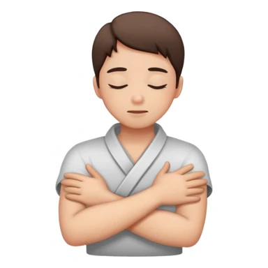 person crossed arms around neck eyes closed sticker