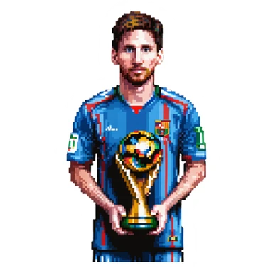 Lionel Messi with World Cup trophy sticker