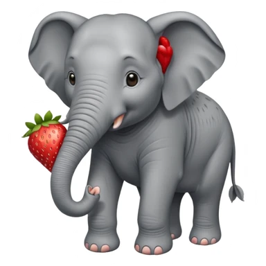 Elephant strawberry feeding birds sticker