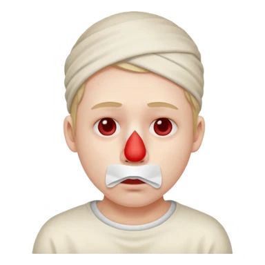 sick person with tissue on nose, fever and red nose. sticker