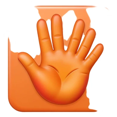 Peach emoji with hand print sticker