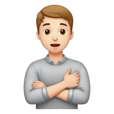 guy crossing arms holding neck sticking his tongue out  sticker