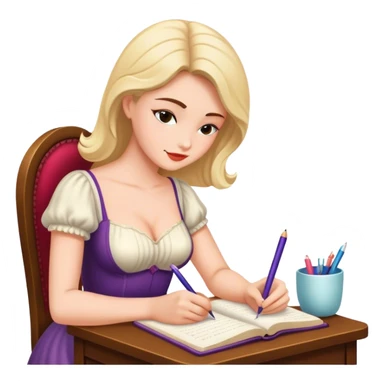 escritora mulher escrevendo um livro de romance sticker