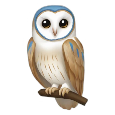 Barn Owl with blue and white stripes sticker