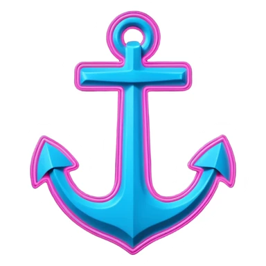 A neon futuristic cyberpunk anchor line drawing, that would be made of neon tubing on a sign sticker