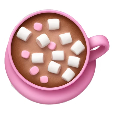 A cup of hot cocoa with marshmallows in a cute pink cup sticker