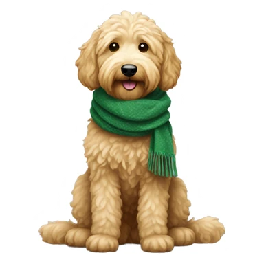 Golden doodle wearing  gree scarf sticker