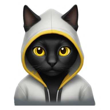 Black cat with yellow eyes wearing a hoodie  sticker