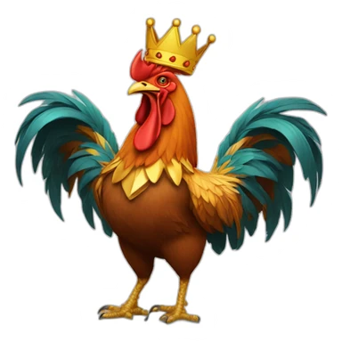 fighting and howling rooster with a crown on its head sticker