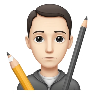 a very thin man next to a pencil sticker