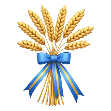 Emoji of a wheat sheaf tied with a ribbon, Ukrainian Christmas symbol, flat emoji style sticker