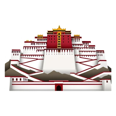 Potala Palace Lhasa Tibet simple cartoonish emoji style white and red Tibetan building sticker