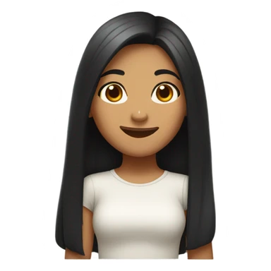 a girl with long black hair olive skinned happy expression upper body  sticker