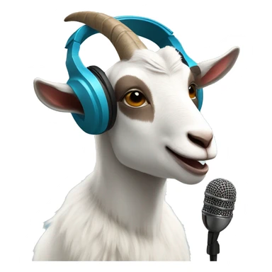goat with headphones singing with a microphone sticker