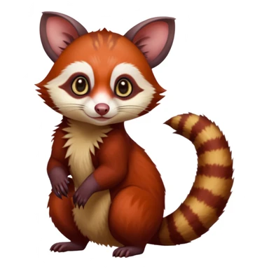 Dark Brownish red soft natural realistic romantic vintage antique divine beautiful elegant pretty precious cute young youthful  Fakémon-Pokémon-alien-opossum-genet-civet-red-panda-feline-rodent-hybrid-creature (full body) sticker