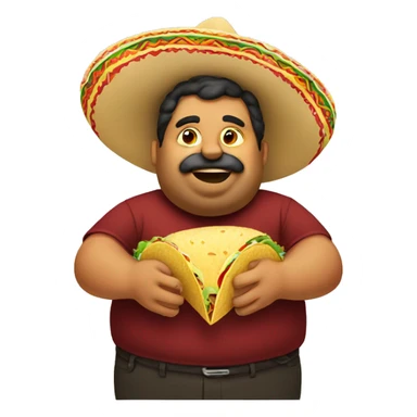 Fat Mexican eating taco sticker