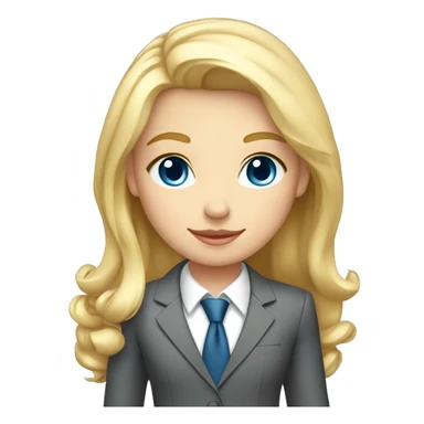 young blonde girl dressed in suit and tie with gray dress blue eyes and white shirt with hands behind her back feeling elegance sticker