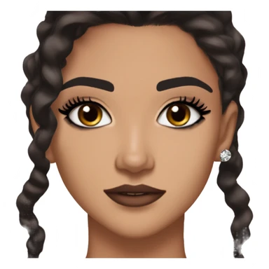 Maddy Perez euphoria show teenager: warm brown eyes, bold black sharp eyeliner, dark arched brows, full nude-berry lips, light skin, high cheekbones, sleek dark brown long hair in waves/ponytail, sparkly rhinestones on her eyelids 

 sticker