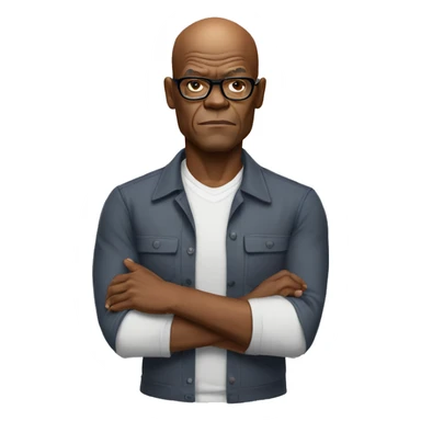 bald samuel l jackson serious wearing shirt sticker