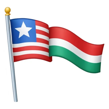 a flag with a distinctive design, featuring three horizontal stripes and a triangular section in the lower left corner. The top stripe is red, the middle stripe is green, and the lower left triangular section is blue, adorned with a white star. sticker