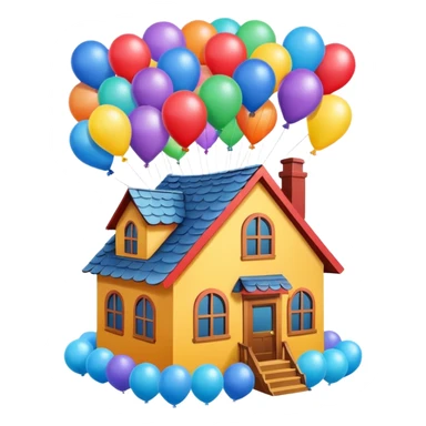 house flying with balloons sticker