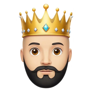 bald guy with black beard and a crown sticker