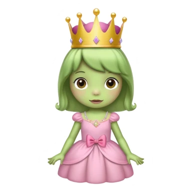 frog with short bangs with a crown pink bow and pink princess dress sticker