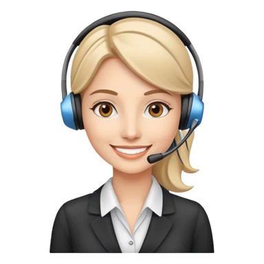 Head and upper body bust of an attractive female business woman receptionist smiling wearing a wireless headset. sticker