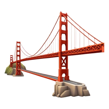 Cinematic Realistic Golden Gate Bridge Landmark Emoji, depicted with the iconic suspension bridge rendered with rich detail and vibrant, dynamic lighting. sticker
