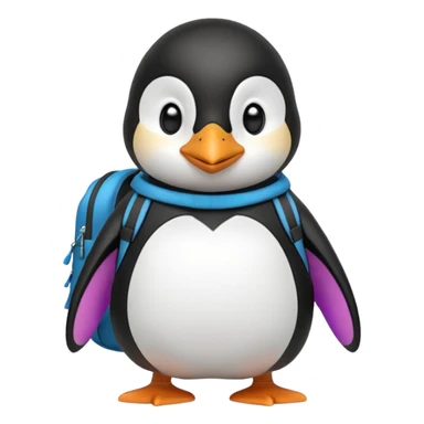 penguin with backpack direct looking to camera sticker