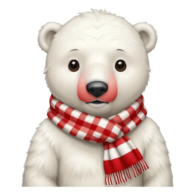 polar bear wearing a red and white checkered scarf sticker