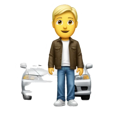  Blonde male standing in front of honda civic 1.6 ies car sticker