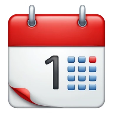 calendar with number 1 red top sticker