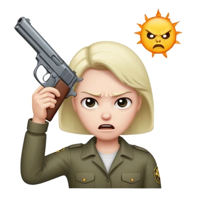 create a emoji where a mad/sad person is holding a gun to their head sticker