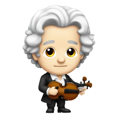 Chibi Beethoven older standing stern face banjo sticker