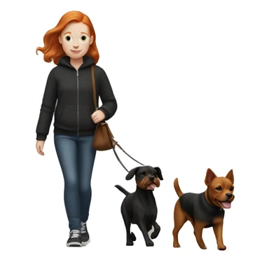 Ginger hair girl walking a black franchie dog sticker