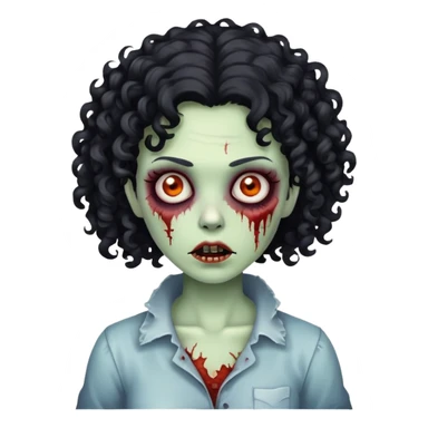 uma mulher zumbi de cabelo cacheado preto  sticker